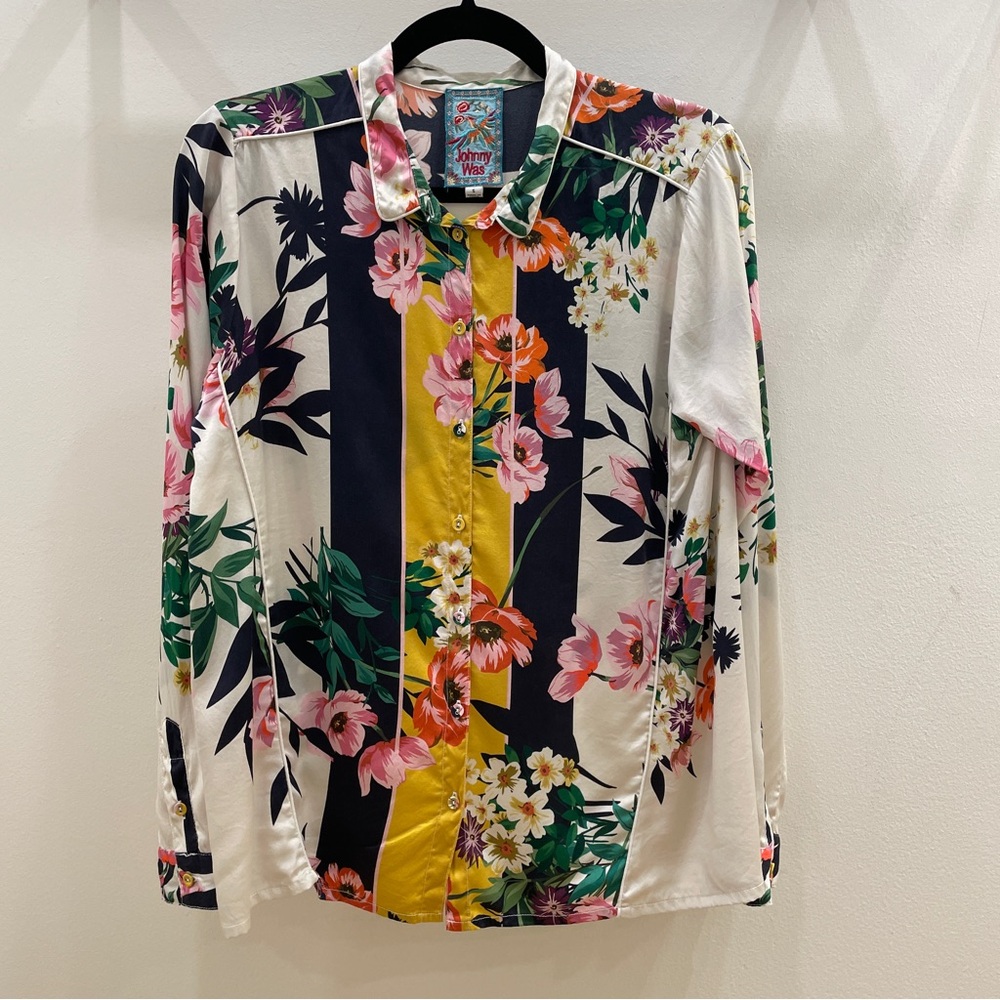 Johnny Was Andrea Silk Blouse, Multi, S